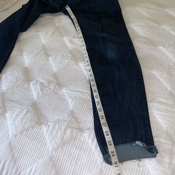 EARNEST SEWN Harlan.93B Cigarette Leg Jeans Uneven Hem Dark Wash Boho Y2K 28 - Picture 10 of 10